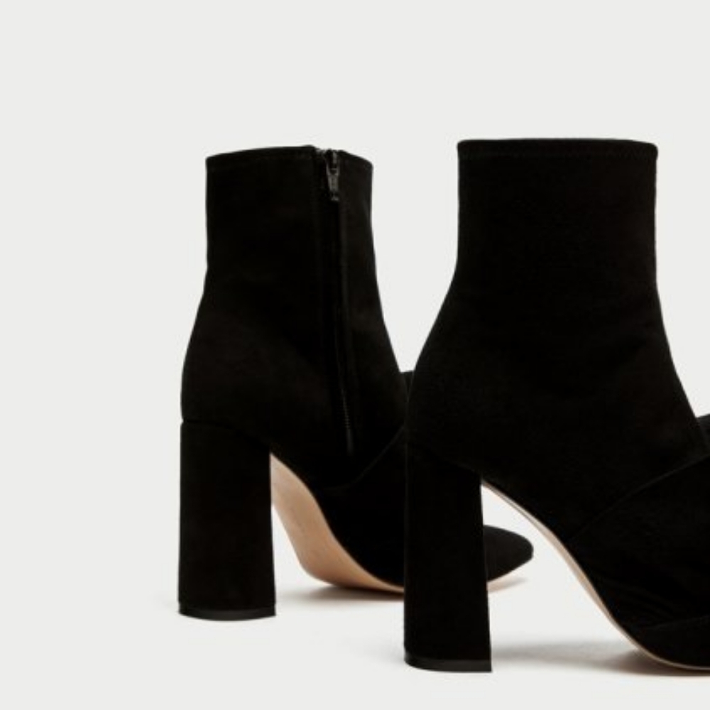 ZARA Black Suede Ruffle Booties - Picture 10 of 11